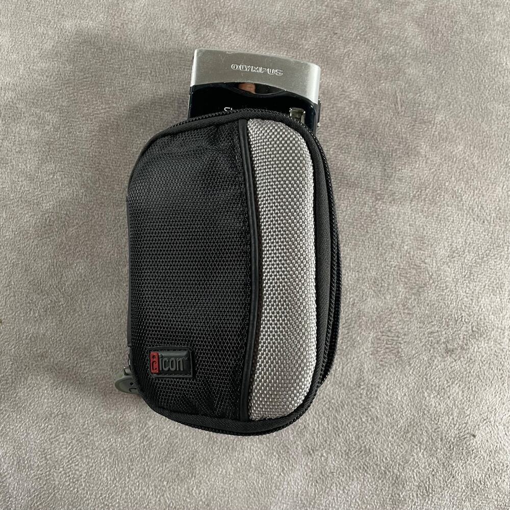 Y2K Icon Camera Case Small Zip Pouch Black Gray for Digi Camera